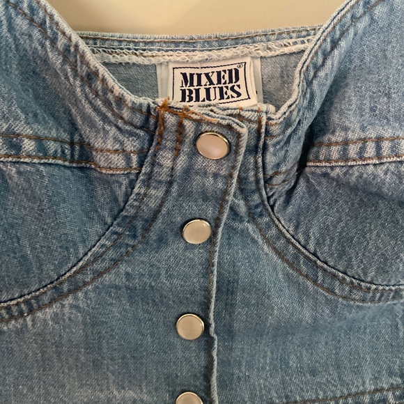 Mixed Blues Denim Bustier Crop Top Juniors Size L Vintage - Picture 2 of 10